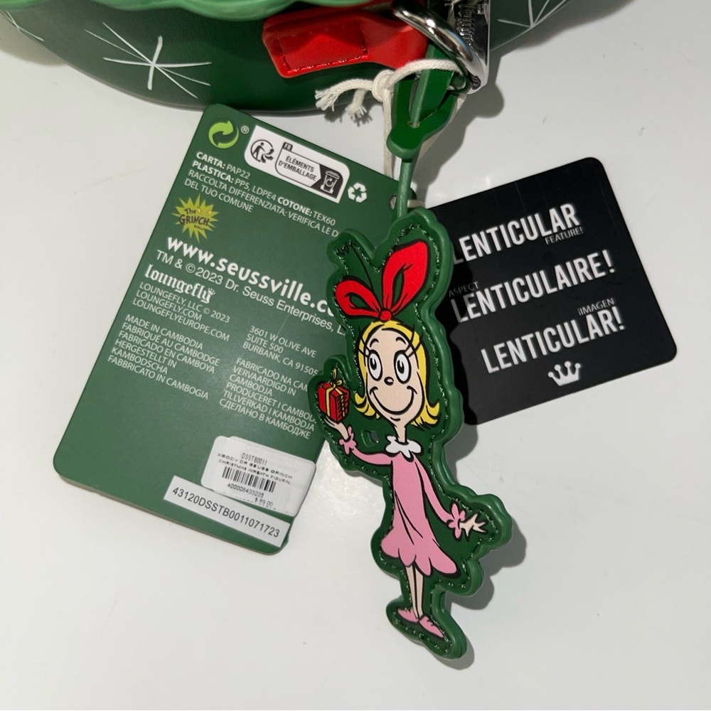 Dr. Seuss' How the Grinch Stole Christmas Wreath Crossbody Bag Red Green - Picture 7 of 12
